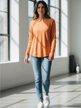 Athleta Long-Sleeve Crewneck Top - Orange